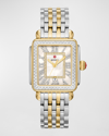Michele Deco Madison Diamond Two-tone Gold-plated Watch With White Mother-of-pearl Dial In Two Tone  / Gold Tone / Silver / Yellow
