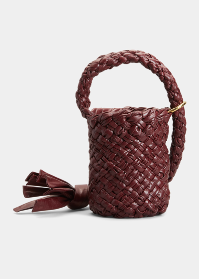 Bottega Veneta Kalimero Intrecciato Pleated Bucket Bag In Burgundy