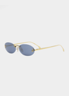 Fendi First Rimless Oval Metal Sunglasses In Shiny Endura Gold