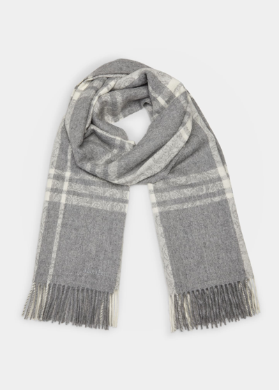 Max Mara Blocco Alpaca Fringe Scarf In 002 Light Grey