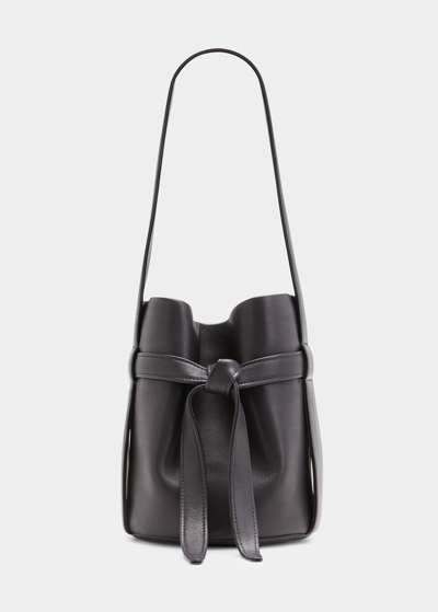 The Row Leo Mini Saddle Hobo Bag In Leather In Blsg Black Shg