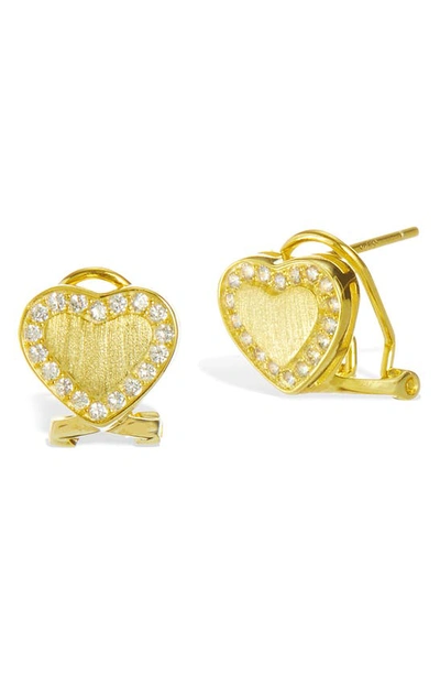 Savvy Cie Jewels 18k Gold Vermeil Cz Heart Stud Earrings In Yellow