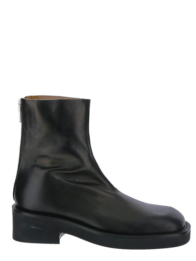 Mm6 Maison Margiela 30mm Leather Ankle Boots In Black