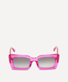 Linda Farrow 'nieve' Thick Acetate Frame Rectangular Sunglasses In Fuchsia