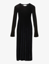 SONG FOR THE MUTE SCOOP-NECK METALLIC-WOVEN VELOUR MIDI DRESS