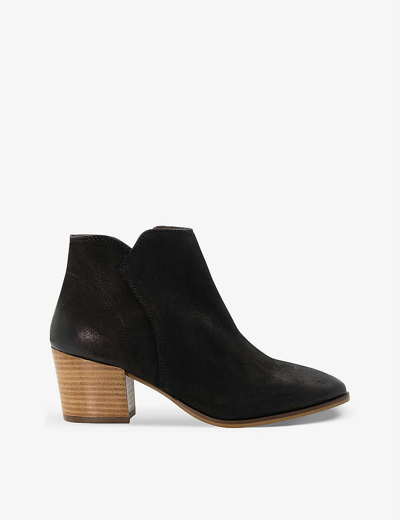 Dune Parlor Cropped-length Suede Ankle Boots In Black-nubuck