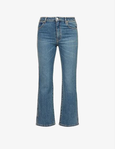 Joseph Womens Indigo Wash Duke Flared Cropped Stretch-cotton Jeans