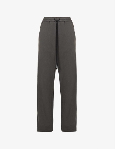 Song For The Mute Contrast-tape Wide-leg Cotton-jersey Jogging Bottoms In Washed Black