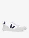 VEJA VEJA WOMENS WHITE/VY WOMEN'S V-10 LOGO-EMBROIDERED MESH LOW-TOP TRAINERS,57465211