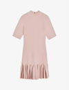 Ted Baker Canddy Dropped-hem Stretch-woven Mini Dress In Dusky-pink