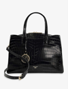DUNE DUNE WOMENS BLACK-SYNTHETIC CROC DIGNIFIED CROC-EFFECT FAUX-LEATHER TOTE,59912362