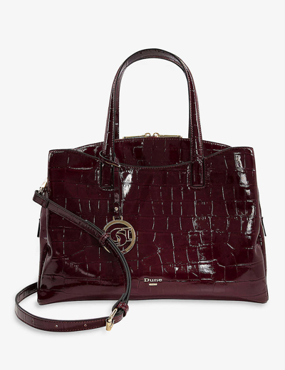 Dune Dignified Croc-effect Faux-leather Tote In Berry-croc Synthetic