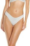 Skims Stretch Cotton Dipped Thong In Light Heather Grey