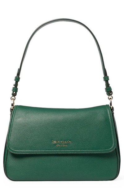 Kate Spade Hudson Pebble Leather Medium Convertible Shoulder Bag In Arugula