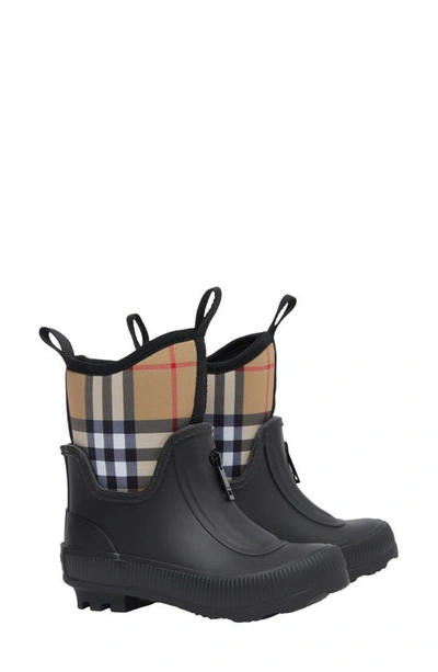 Burberry Kids' Girl's Mini Flinton Check Rain Boots In Black