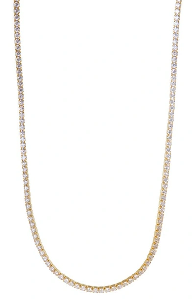 Argento Vivo Sterling Silver Cubic Zirconia Tennis Necklace In Gold