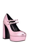 Guess Women's Callyna Platform Round Toe Mary Janes Pumps Women's Shoes In Metallic Light Purple
