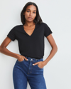 Veronica Beard Cindy V-neck Tee In Black