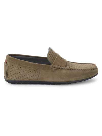 Hugo Men's Perforated Suede Driving Loafers In Brown