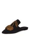 Sanayi313 Sanayi 313 - Ciliegia Embroidered Twill Slippers - Black