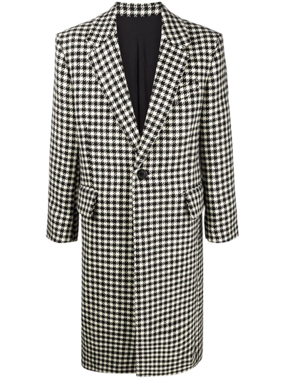 Ami Alexandre Mattiussi Houndstooth Single-breasted Overcoat In White