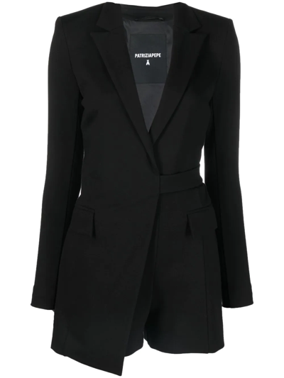 Patrizia Pepe Asymmetric Tailored-cut Playsuit In Black