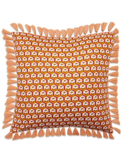 La Doublej Abstract-print Cushion In Orange