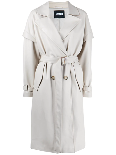 Apparis Natalia Belted Trench In Grey