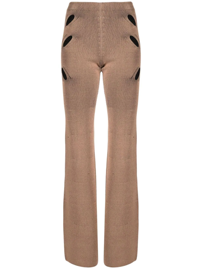 Dion Lee Flared Cut-out Detail Trousers In Beige