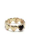Stolen Girlfriends Club 9kt Yellow Gold Band Of Heart Onyx Ring In Gold