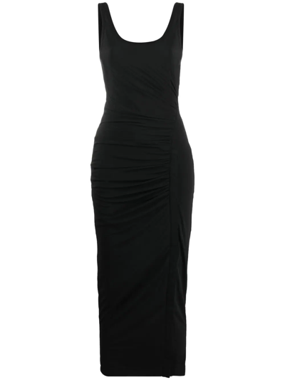 Helmut Lang Draped Slit-detail Dress In Schwarz