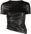 Helmut Lang Twist Faux Leather Short Sleeve T-shirt In Schwarz