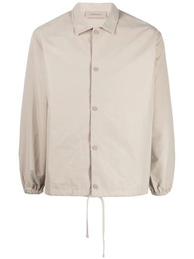Essentials Graphic-print Drawstring Shirt Jacket In Nude