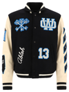 Off-white Leather And Wool-blend Varsity Jacket In Black