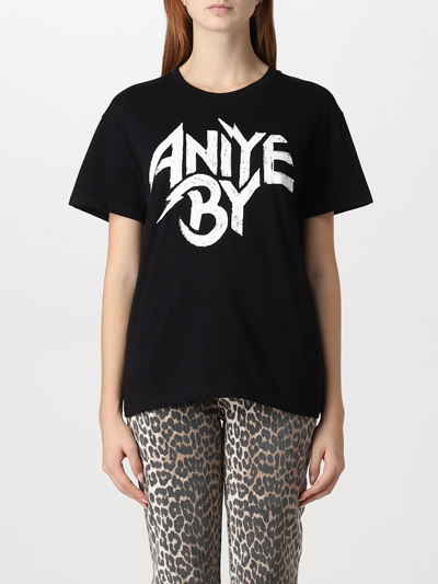 Aniye By Womens Black Cotton T-shirt