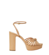 Loeffler Randall Rivka Metallic Knot Platform Sandals In Tan
