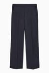 Cos Straight-leg Elasticated Wool Trousers In Blue