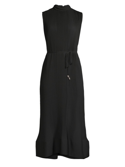 Milly Melina Solid Pleated Dress In Black