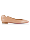 Christian Louboutin Hot Chickita Patent-leather Flats In Beige