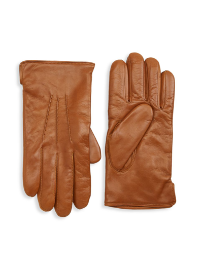 Saks Fifth Avenue Collection Cashmere-lined Leather Gloves In Java