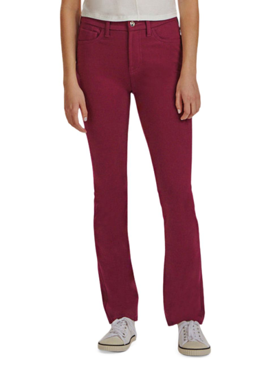 Jen7 Slim Mid-rise Stretch Straight Jeans In Deep Pomegrante