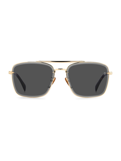 David Beckham Metal 60mm Aviator Sunglasses In Gold