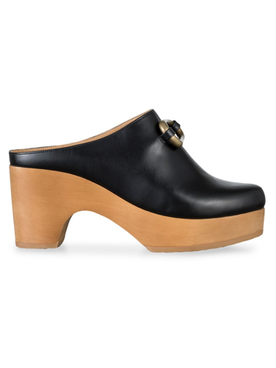 Frame Le Ione Leather Clogs In Black