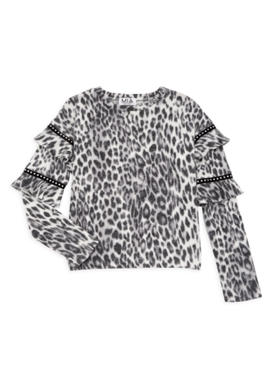 Mia New York Kids' Little Girl's & Girl's Stud-trim Leopard Sweater