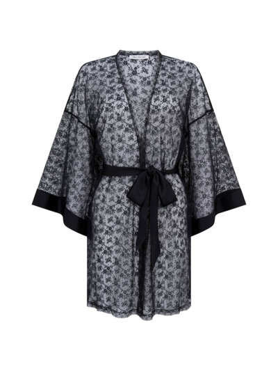 Agent Provocateur Malorey Lace Kimono Robe In Black