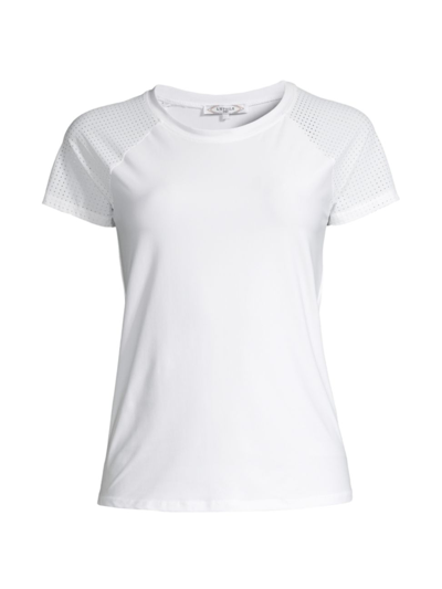 L'etoile Sport Mesh-paneled Stretch-jersey T-shirt In White