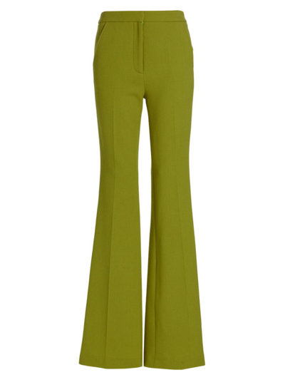 Sergio Hudson Flared High-waisted Pants In Green