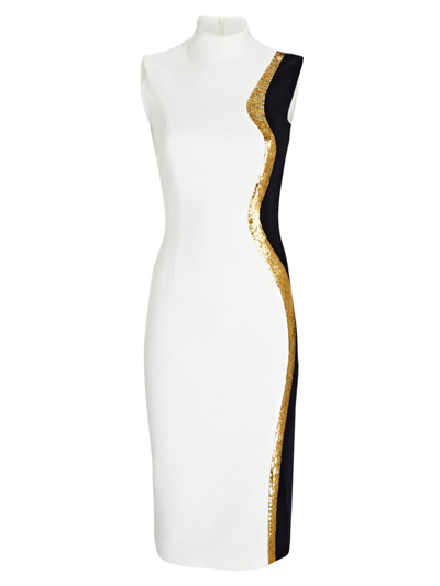 Sergio Hudson Sleeveless Sequin-embellished Dress In Vanillaonyxgold