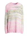 NINETY PERCENT NINETY PERCENT ALMA INTARSIA SWEATER WOMAN SWEATER PINK SIZE XL ORGANIC COTTON, POLYAMIDE