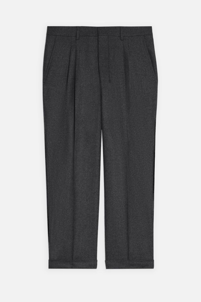 Ami Alexandre Mattiussi Carrot Fit Trousers With Hem And Pleats In Grey